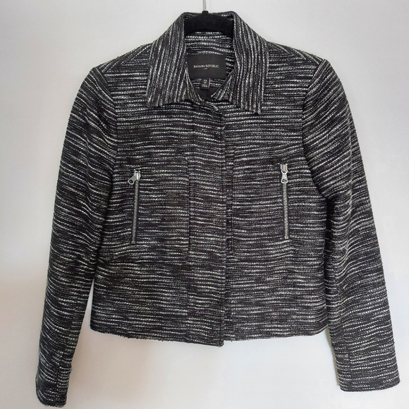 Cropped Banana Republic Zip Tweed Jacket - Picture 1 of 5